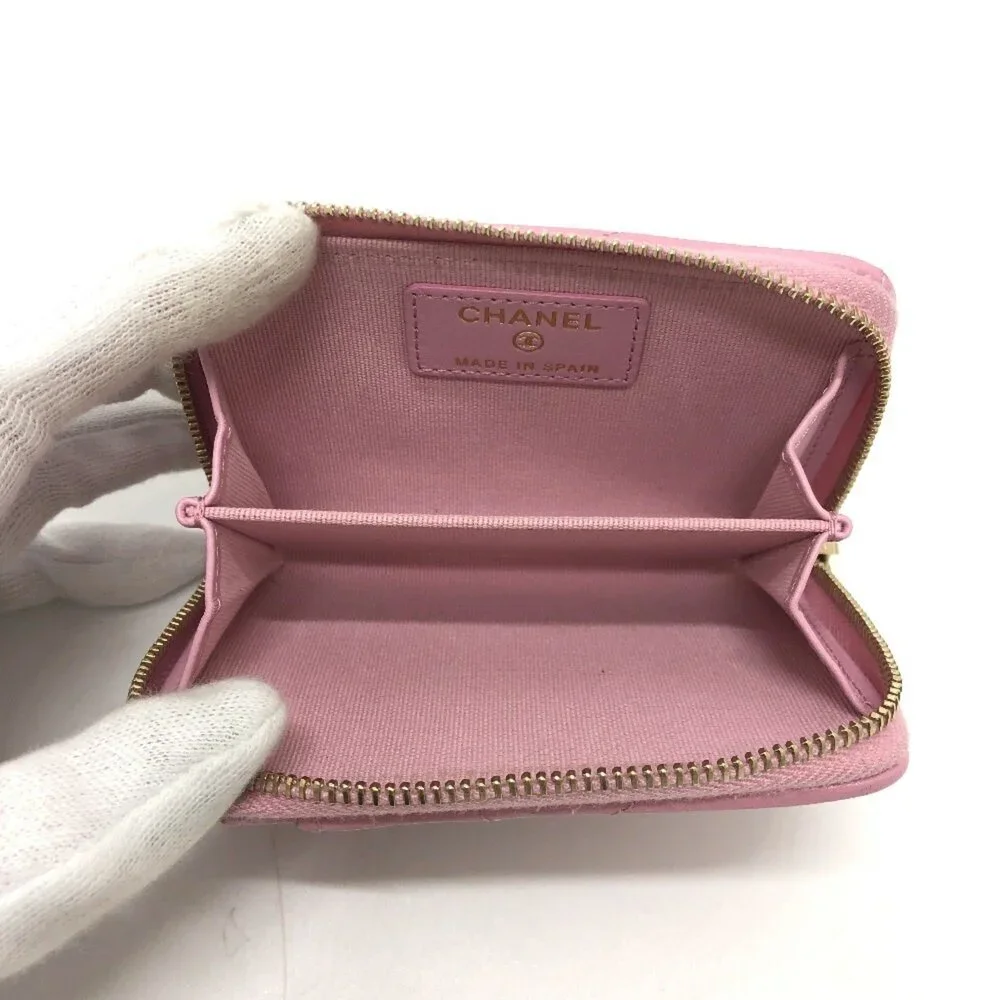 CHANEL Authentic Pink Lambskin Leather Logo Wallet - Picture 6 of 12